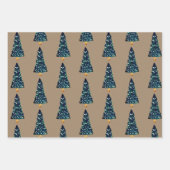 Rustieke Kraft Green verlichte kerstbomen Inpakpapier Vel (Voorkant)