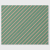 Rustieke Kraft Green White Wide Stripe Vakantie Cadeaupapier (Vlak)