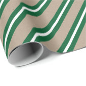 Rustieke Kraft Green White Wide Stripe Vakantie Cadeaupapier (Rol Hoek)