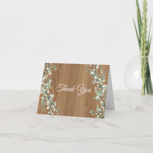 Rustieke Kraft Groene Bedankkaart | Eucalyptus (Voorkant)