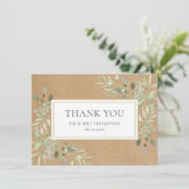 Rustieke Kraft Groene Bladeren Dank Je Bedankkaart (Staand voorkant)
