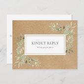 Rustieke Kraft Groene Trouw-RSVP Uitnodiging (Voorkant / Achterkant)