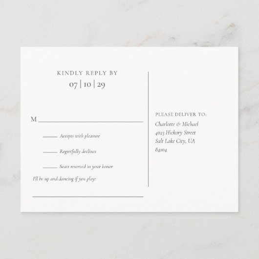 Rustieke Kraft Groene Trouw-RSVP Uitnodiging (Achterkant)