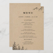 Rustieke Kraft Hand-getrokken bergen & dennen brui Menu (Voorkant / Achterkant)