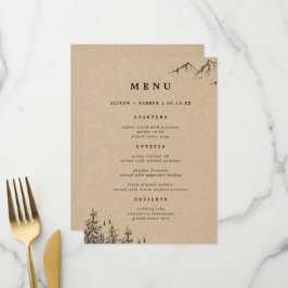 Rustieke Kraft Hand-getrokken bergen & dennen brui Menu