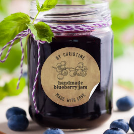 Rustieke kraft Handgemaakt Met Liefde Blueberry Ja Ronde Sticker