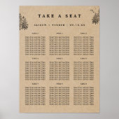 Rustieke Kraft handgetekende pijnbomen nemen plaat Poster (Voorkant)