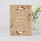 Rustieke Kraft Herfst Bloem QR Code Trouwen Kaart (Staand voorkant)