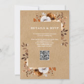 Rustieke Kraft Herfst Bloem QR Code Trouwen Kaart (Achterkant)