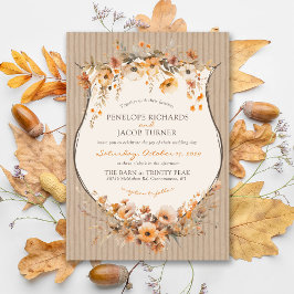 Rustieke Kraft Herfst Bloemen Herfstblad Bruine Br Kaart