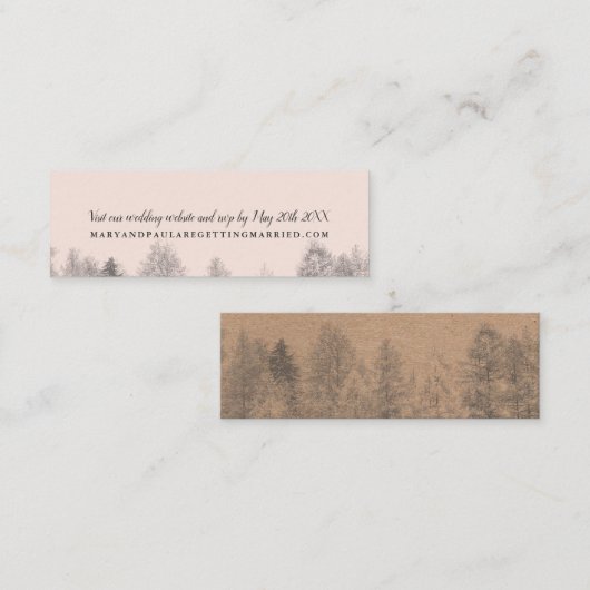 Rustieke kraft Herfst blush pijnbomen bruiloft det Mini Visitekaartje (Voorkant / Achterkant)