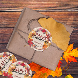 Rustieke Kraft Herfst Krans Thanksgiving Favor Ronde Sticker