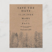 Rustieke kraft Herfst winterpijnbomen sparen de da Aankondigingskaart (Voorkant)