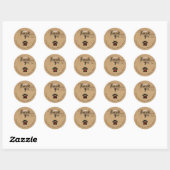 Rustieke kraft - Hond Poot Aangepaste Bedankt Stic Ronde Sticker (Vel)