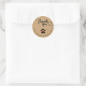 Rustieke kraft - Hond Poot Aangepaste Bedankt Stic Ronde Sticker (Tas)