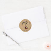 Rustieke kraft - Hond Poot Aangepaste Bedankt Stic Ronde Sticker (Envelop)