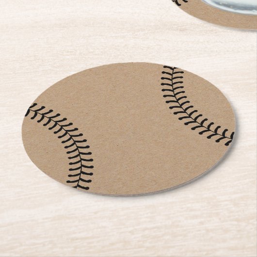 Rustieke Kraft Honkbal Sport Thema Ronde Kartonnen Onderzetter (Gebogen)