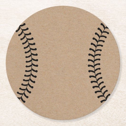 Rustieke Kraft Honkbal Sport Thema Ronde Kartonnen Onderzetter (Voorkant)