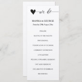 Rustieke kraft huwelijksprogramma hart calligrafie programmakaart (Voorkant / Achterkant)