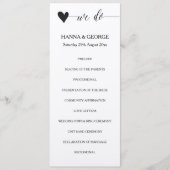 Rustieke kraft huwelijksprogramma hart calligrafie programmakaart (Voorkant)