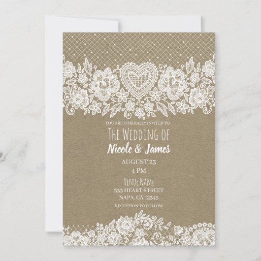 Rustieke Kraft & Kant Boerderij Schuur Bruiloft Kaart (Voorkant)