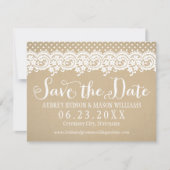 Rustieke Kraft Kant Kla calligrafie Bruiloft Save The Date (Voorkant)