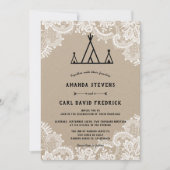 Rustieke Kraft Kant Outdoor Tipi Tent Wedding Kaart (Voorkant)