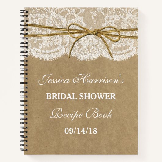 Rustieke Kraft Kant Twine Bow Vrijgezellenfeest Re Notitieboek (Voorkant)