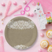 Rustieke Kraft & Kanten Boerderij Barn Chic Papieren Bordje (Feest)