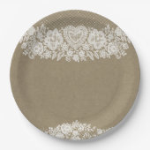 Rustieke Kraft & Kanten Boerderij Barn Chic Papieren Bordje (Voorkant)