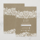 Rustieke Kraft & Kanten Boerderij Schuur Bruiloft  RSVP Kaartje (Voorkant / Achterkant)