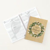 Rustieke Kraft Katoenen Krans Kerstmisrecept Notitieboek (Binnen)