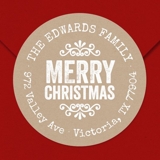 Rustieke Kraft Kerst Cirkel retour adres label