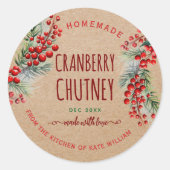 Rustieke Kraft Kerst Cranberry Chutney Labels (Voorkant)