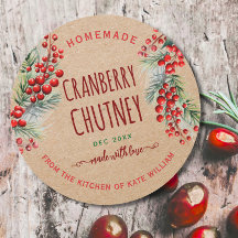 Rustieke Kraft Kerst Cranberry Chutney Labels