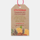 Rustieke kraft Kerst- Potpourri om te laten sudder Cadeaulabel (Voorkant)