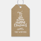 Rustieke Kraft kerstboom belettering vakantie Cadeaulabel (Voorkant)