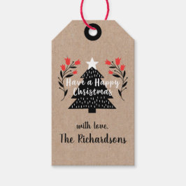 Rustieke Kraft kerstboom cadeau Label Cadeaulabel
