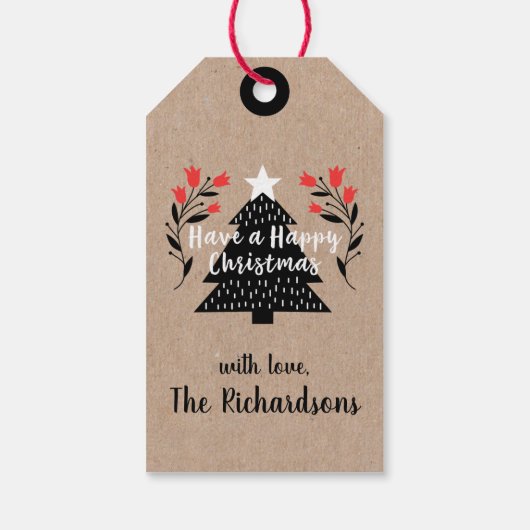 Rustieke Kraft kerstboom cadeau Label Cadeaulabel (Achterkant)
