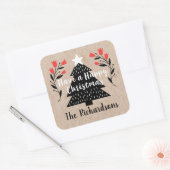 Rustieke Kraft Kerstboom Cadeaubijsluiter Vierkante Sticker (Envelop)