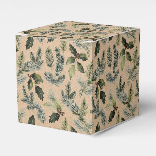 Rustieke Kraft Kerstmis Bloemen Geschenkdoos Bedankdoosjes (Voorkant Zijde)