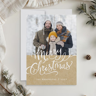 Rustieke Kraft Kerstvakantie Foto Overlay Feestdagenkaart