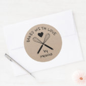 Rustieke Kraft keuken whisk gebakken met liefde Ronde Sticker (Envelop)