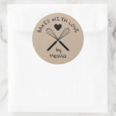Rustieke Kraft keuken whisk gebakken met liefde Ronde Sticker (Tas)