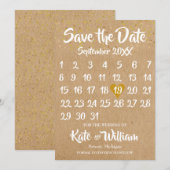 Rustieke Kraft Liefdes Hart Kalender Bewaar de Dat Save The Date (Voorkant / Achterkant)
