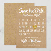 Rustieke Kraft Liefdes Hart Kalender Bewaar de Dat Save The Date (Voorkant / Achterkant)