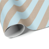Rustieke Kraft Light Dusty Blue Wide Stripe Holida Cadeaupapier (Rol Hoek)