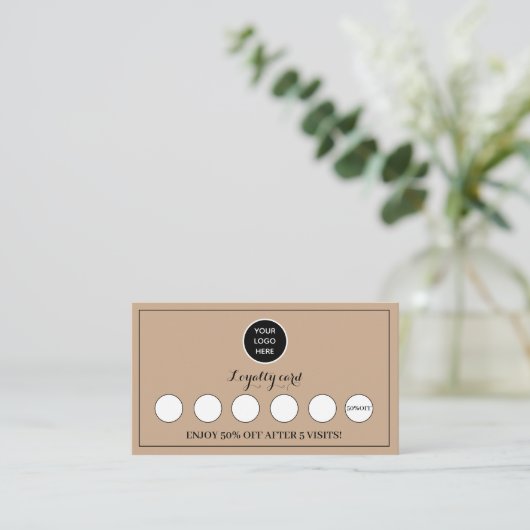 Rustieke kraft Logo Business Reward Punch Klantenkaartje (Staand voorkant)