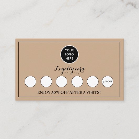 Rustieke kraft Logo Business Reward Punch Klantenkaartje (Voorkant)