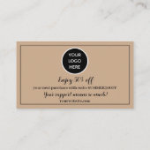 Rustieke kraft Logo Dank u Business Reward Punch Klantenkaartje (Achterkant)